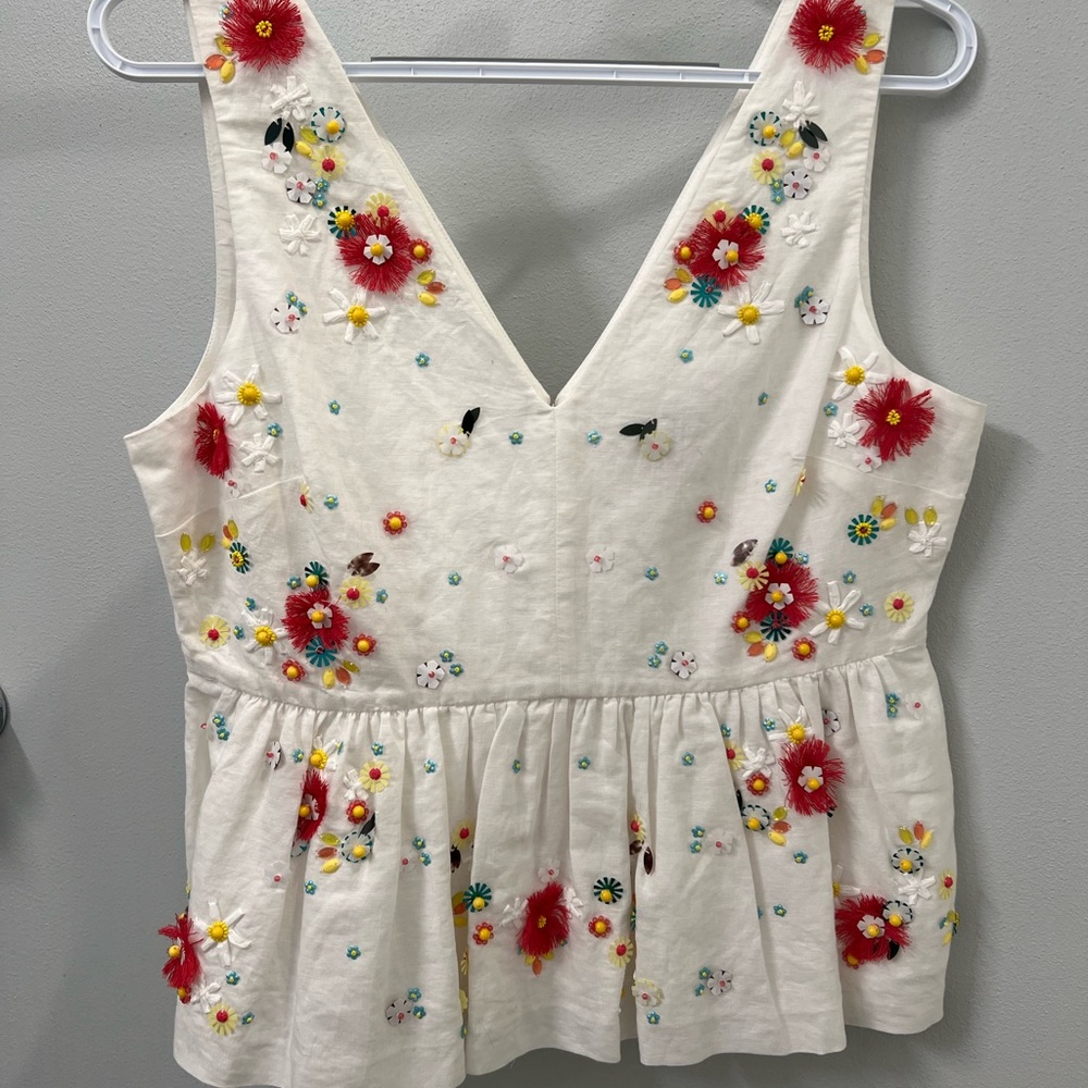 JCREW NWT Beaded Linen Top